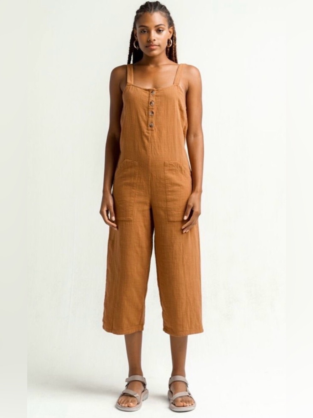Billabong women’s Rust Brown Linen-Blend women's jumpsuit